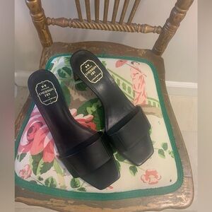 Emerson Fry wide strap mule, black leather, 38